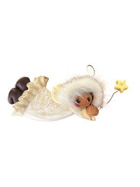 Handcrafted Inuit-Inspired Angel Ornament Faux Fur Trim & Star Accent 5”Resin
